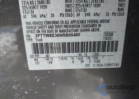 2022 Ford Maverick Xlt z USA, uszkodzony, nr VIN 3FTTW8E36NRB00480